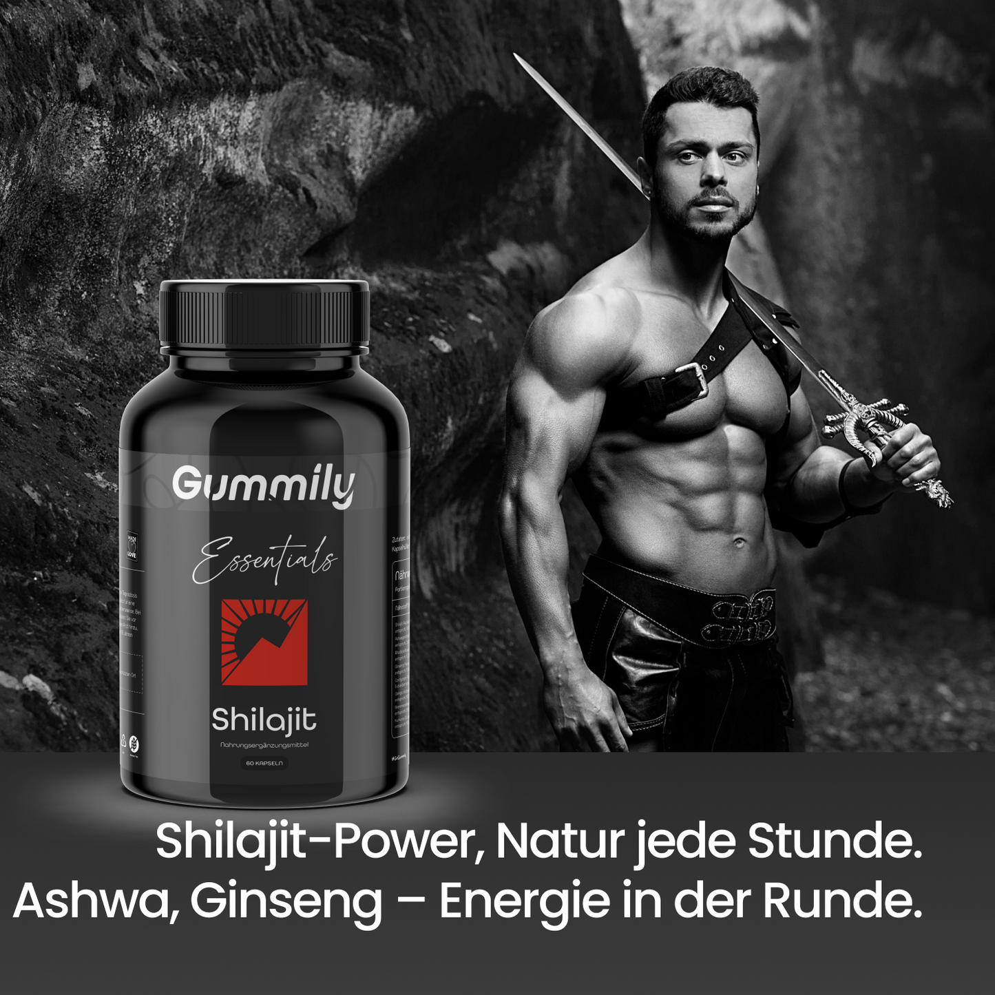Shilajit Komplex Kapseln 30:1 mit Ashwagandha & Rhodiola