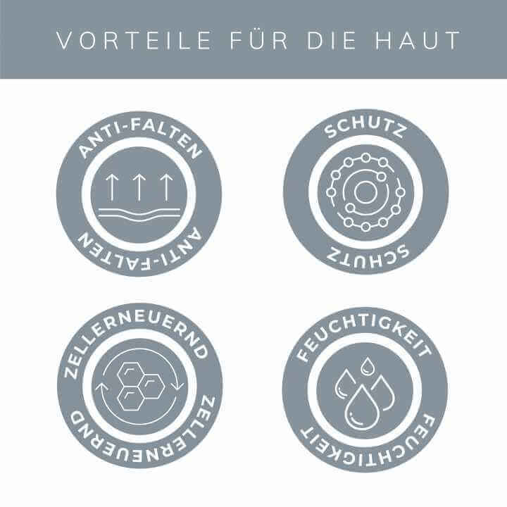 Close-up der transparenten Flasche mit Hyaluron Serum, das Feuchtigkeit spendet und die Haut strafft.