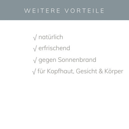 Detailaufnahme der sprühenden Textur des Aloe Vera Sprays auf der Haut