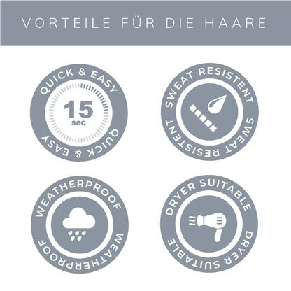 Anwendung von KÖ-HAIR FIBERS auf dünnem Haar für sofortige Verdichtung und Fülle.