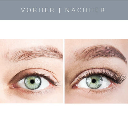 Detailansicht des KÖsmetik Wimpernserums in stylischer Pipettenflasche für gezielte Anwendung.