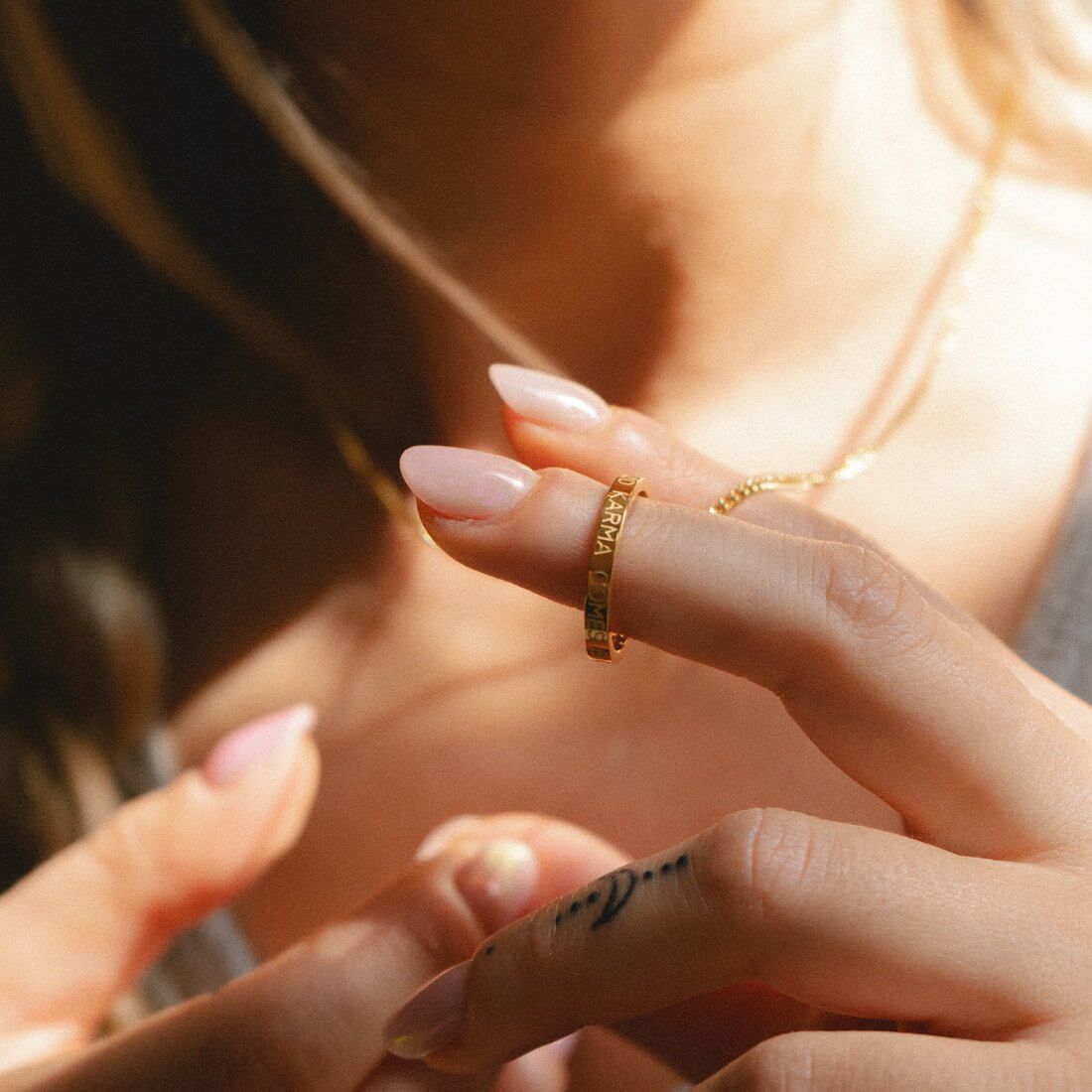 Kette mit Ring | vergoldet | Good Karma comes back