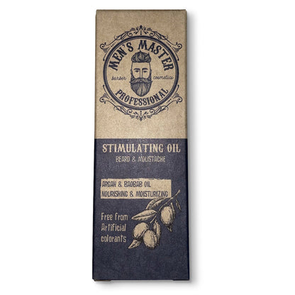 Nahaufnahme der Männerboxx Bartpflegeprodukte mit goldener Pipette und ansprechender Verpackung.