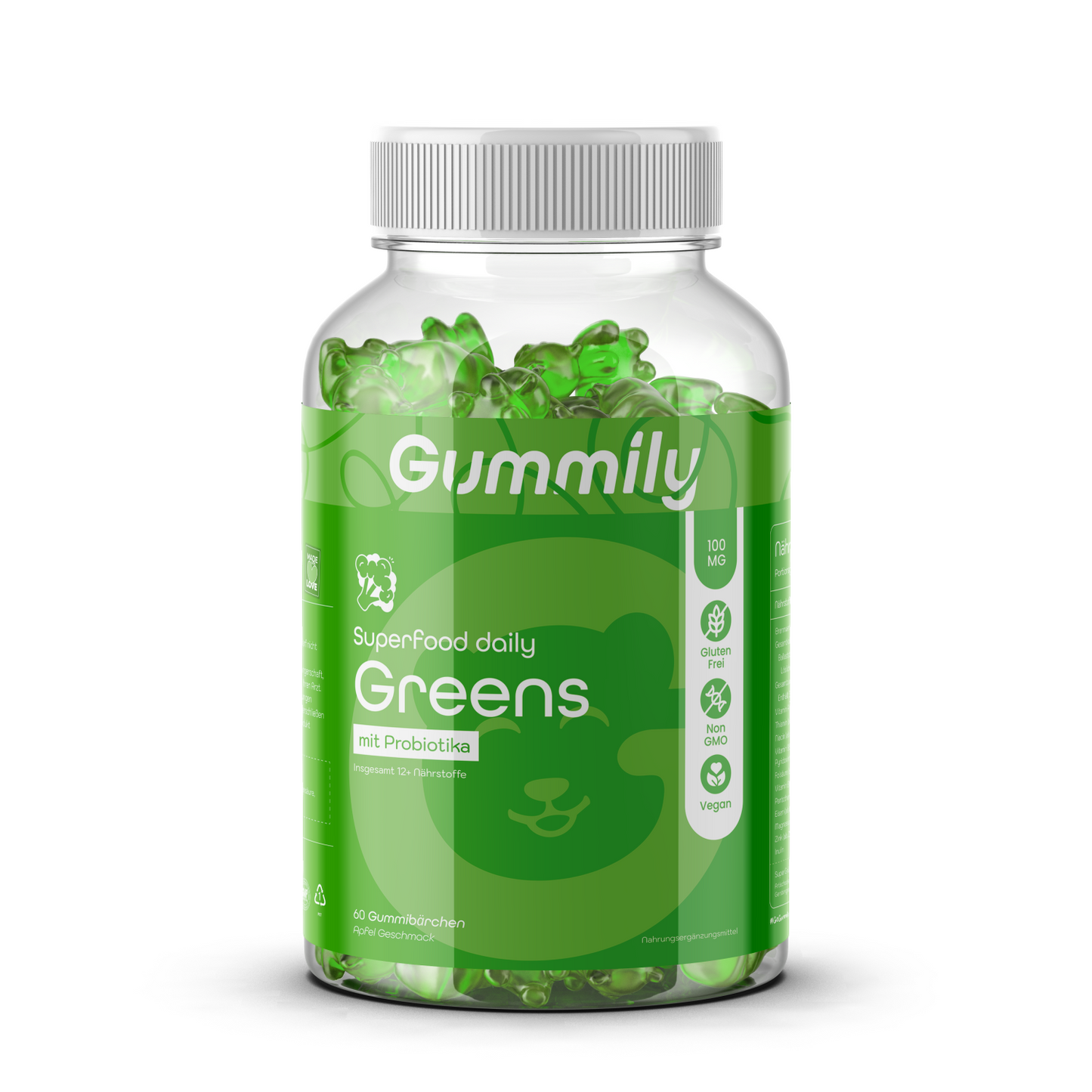 Grünes Superfood Gummibärchen mit Vitamin C & Zink – Apfel