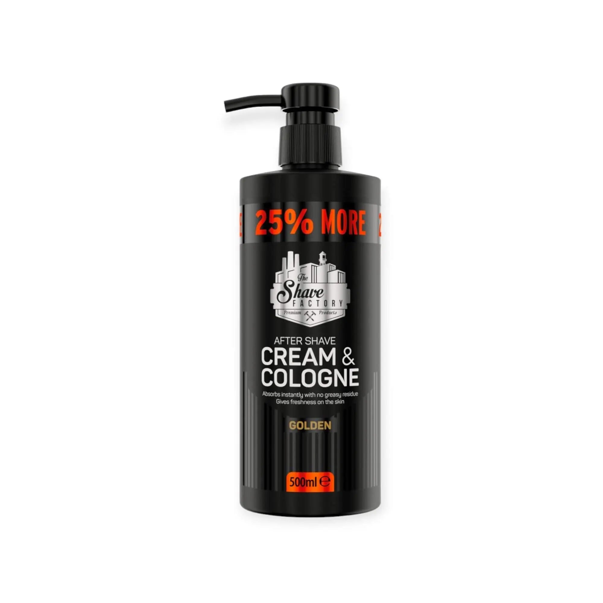 TSF After Shave Cream & Cologne in golden Verpackung für sanfte Hautpflege nach der Rasur.