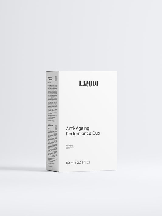 Anti-Age Performance Bundle von Lamidibeauty zur Verbesserung der Hautelastizität und Faltenreduzierung.