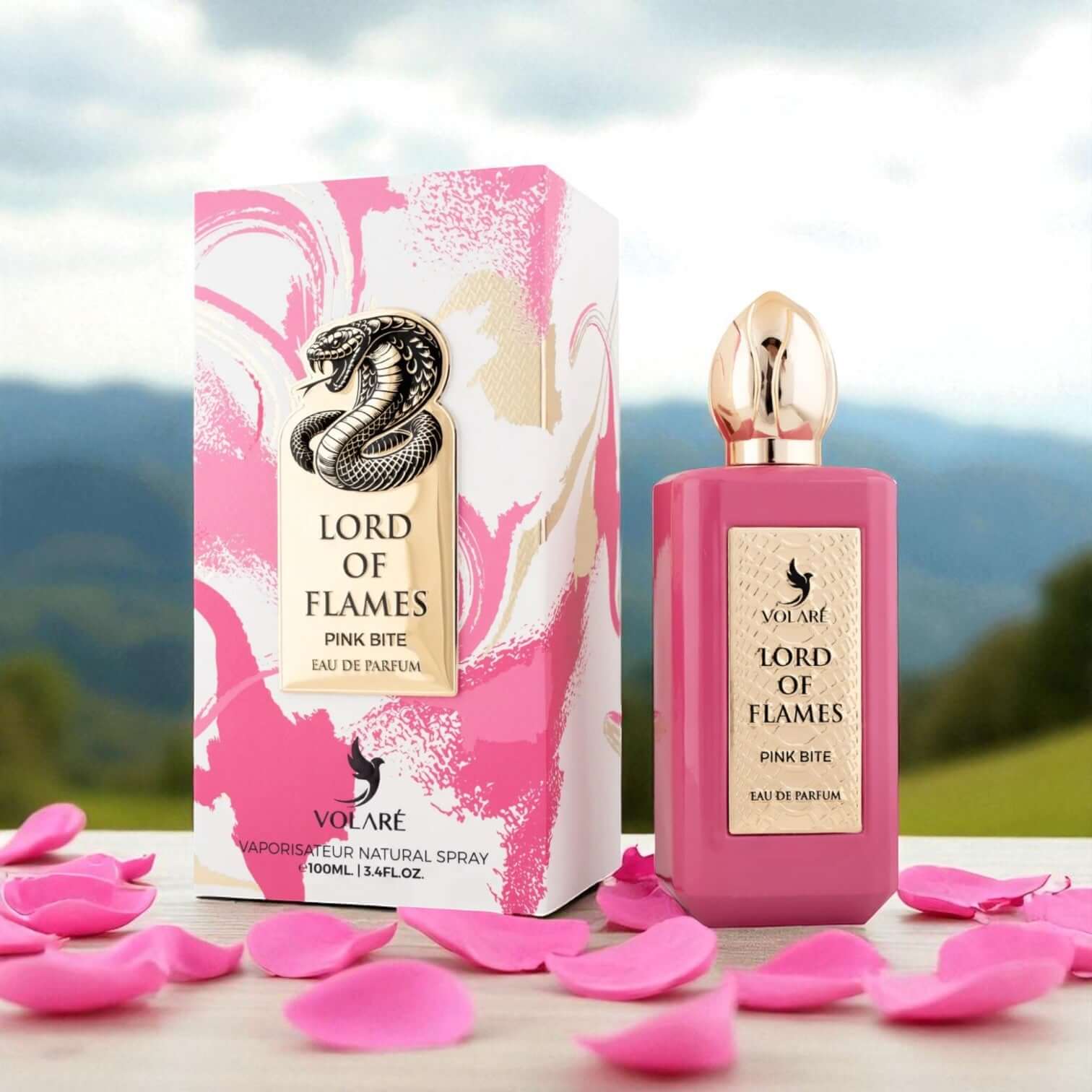 Anwendung des Volare Lord of Flames Pink Bite Parfums, ein kräftiger Duft für besondere Anlässe.