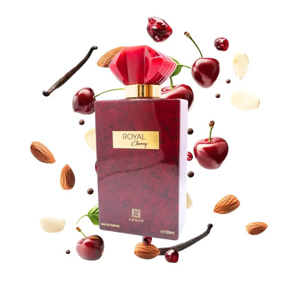 Luxus Aroma Royal Cherry Eau de Parfum in Nahaufnahme, betörende Kombination aus fruchtigen und holzigen Aromen