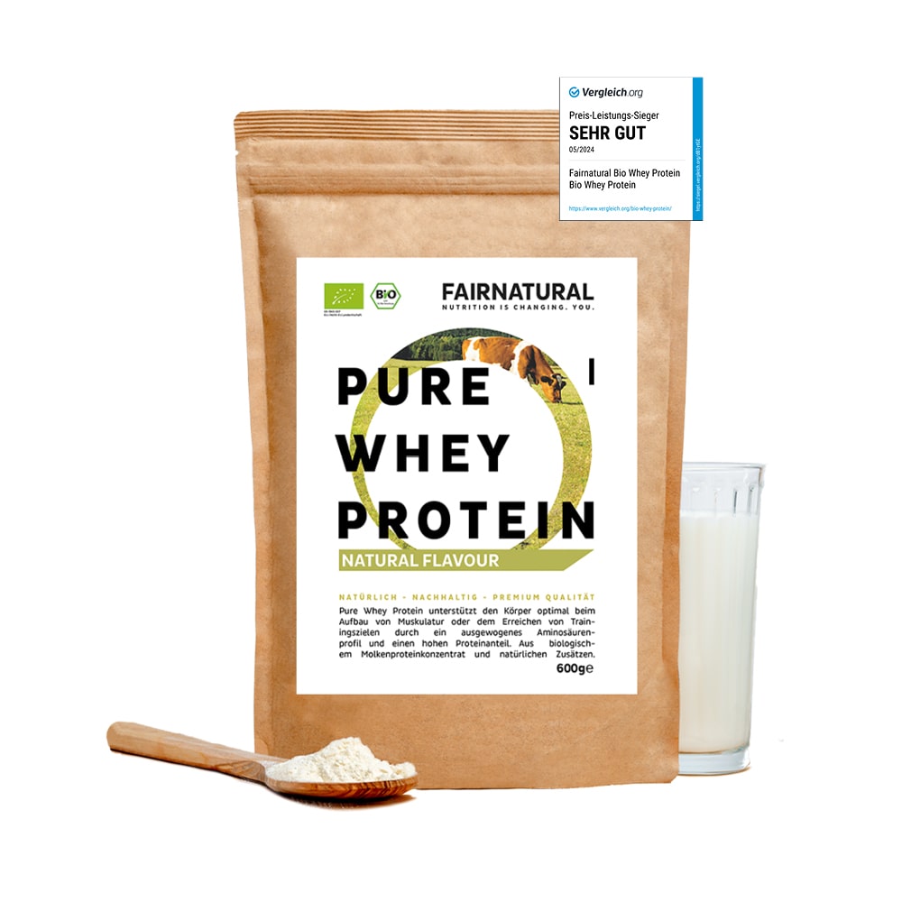 Hochwertiges Bio Whey Protein Pulver Neutral in Verpackung von ekovita, perfekt für Fitness und Ernährung.
