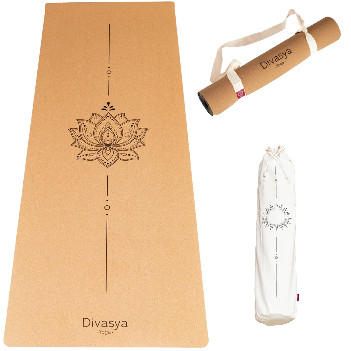 Yogamatte Kork: viele Yoga-Designs | inkl. Hülle & Tragegurt