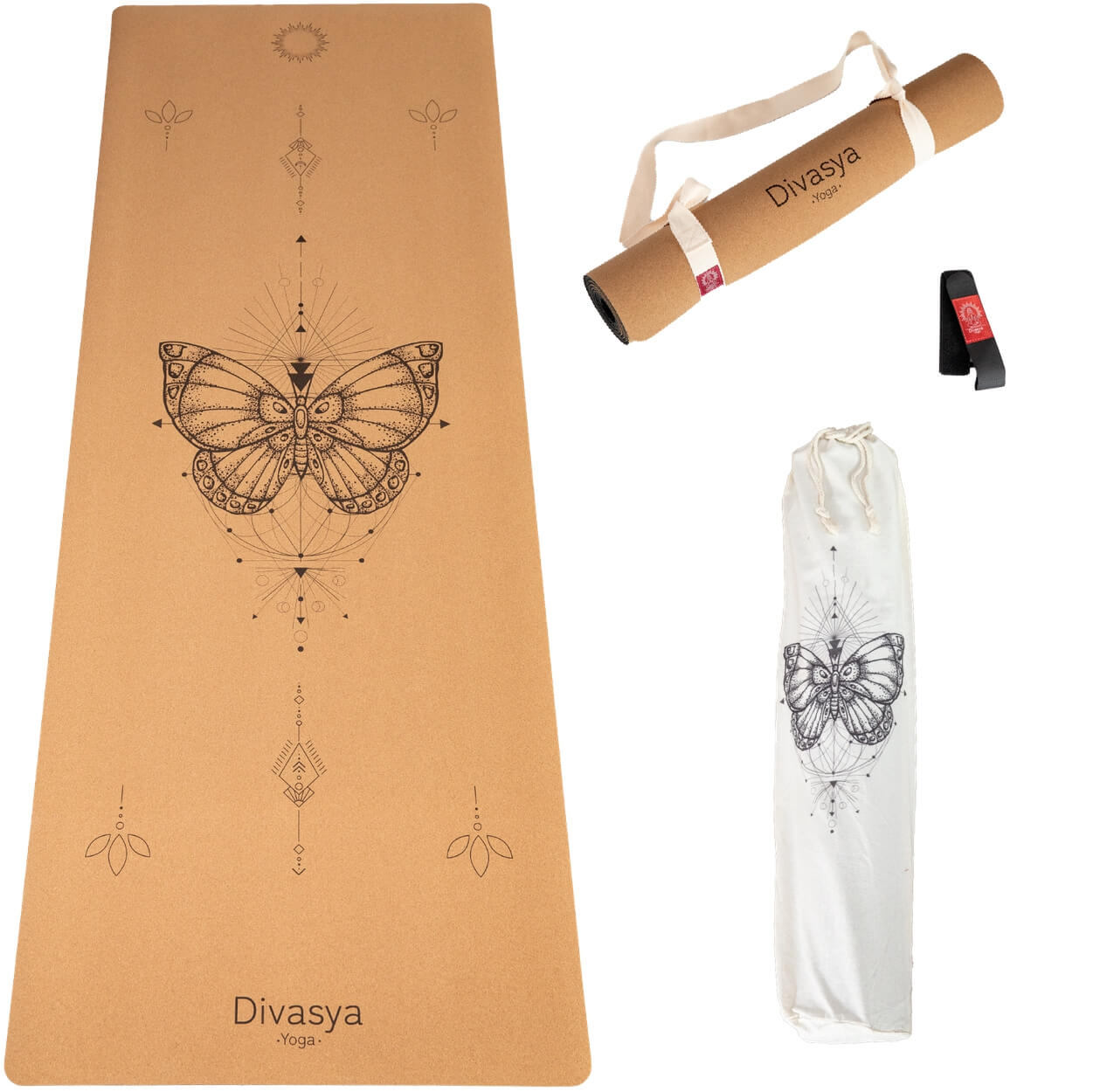 Yogamatte Kork: viele Yoga-Designs | inkl. Hülle & Tragegurt (Buddha)