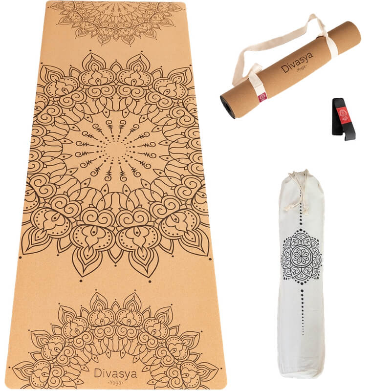 Yoga Set STARTER: Kork Yogamatte mit 2x Yogablock, Tragegurt, Schutzhülle