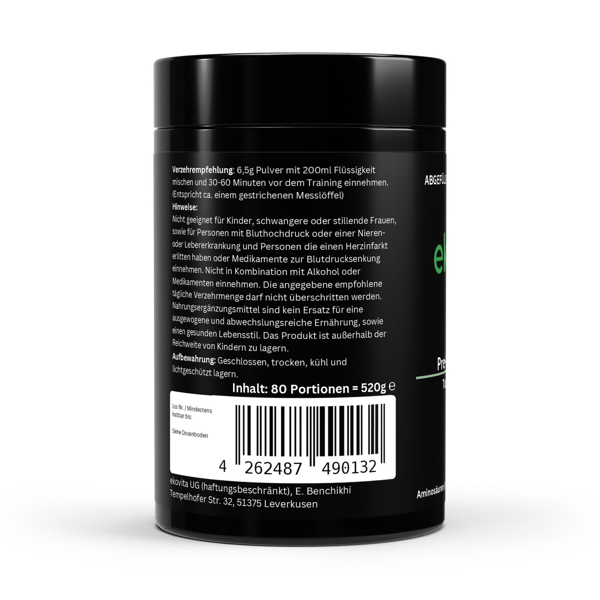 Detailaufnahme des veganen Pre-Workout Boosters, strukturiert mit fruchtigem Tutti Frutti Geschmack.