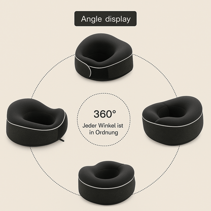 Das KÖsmetik Nackenkissen, leicht und kompakt, passend für das Handgepäck.