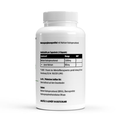 Detailansicht der veganen Natron Kapseln von ChanceToBrand, magensaftresistent für optimale Wirkung.