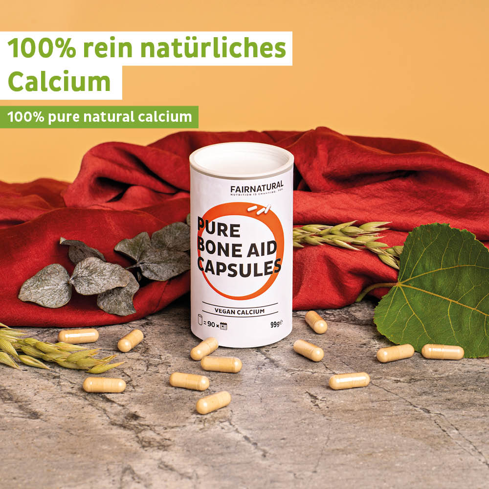 Detailaufnahme der veganen Calcium Kapseln mit Sango Koralle für optimale Knochengesundheit