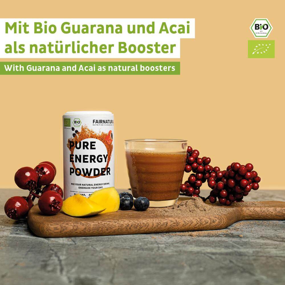 Nahaufnahme des ekovita Bio Energy Drinks mit lohnenden Nährstoffen für mehr Energie vor dem Training.