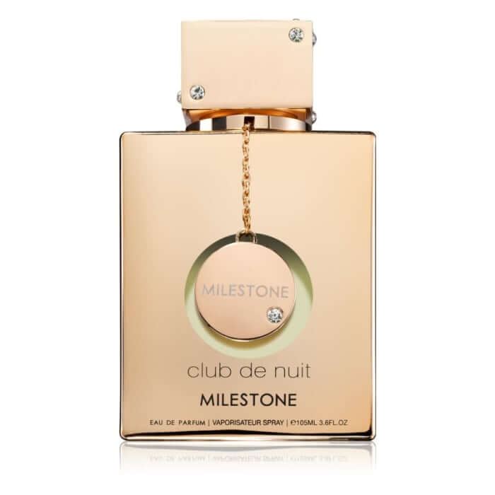 Armaf Club De Nuit Milestone Parfum fließt in ein elegantes Glas, das den luxuriösen Duft widerspiegelt.