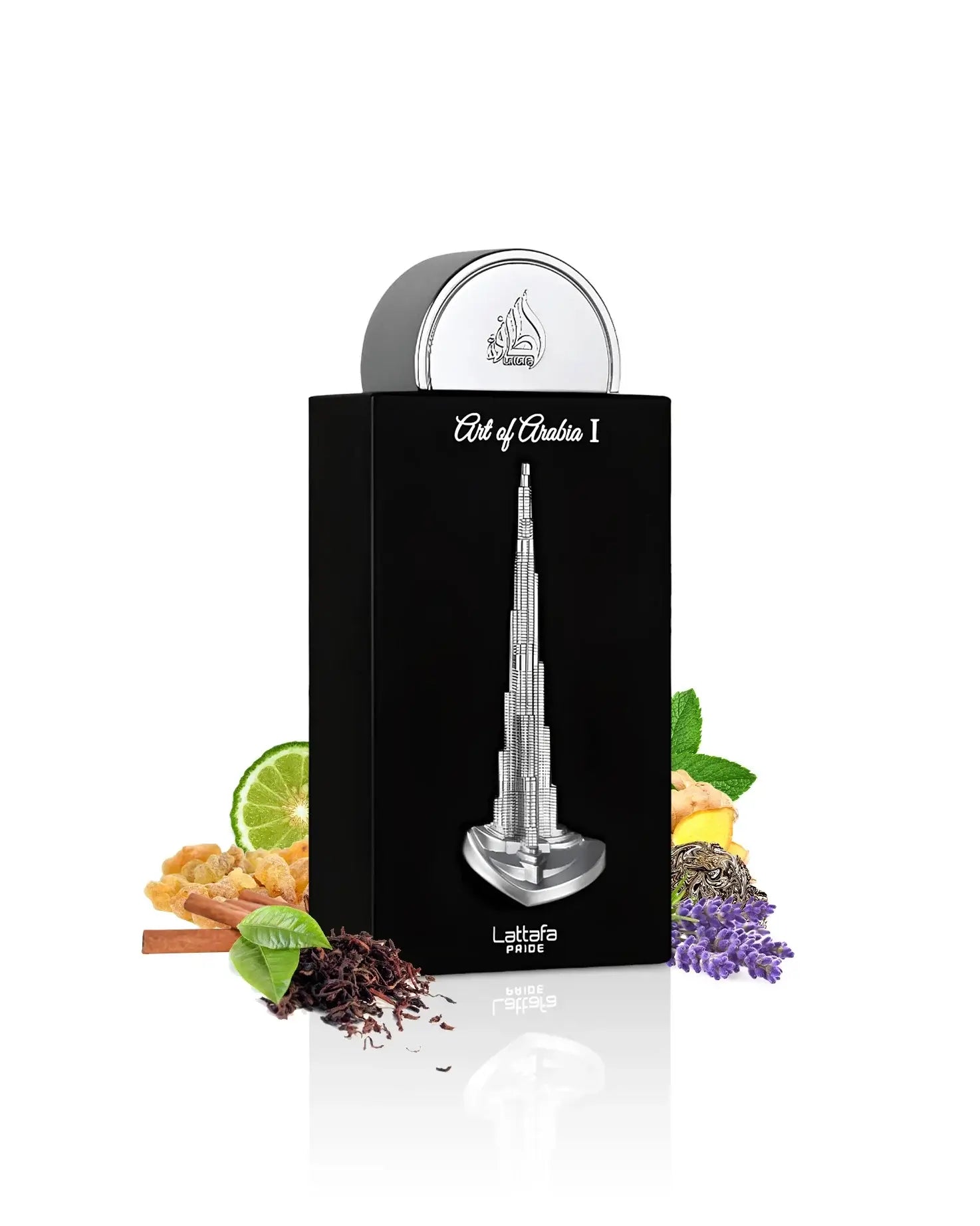 Nahaufnahme der stilvollen Verpackung von Lattafa Pride, die die luxuriöse Qualität des Parfums unterstreicht.