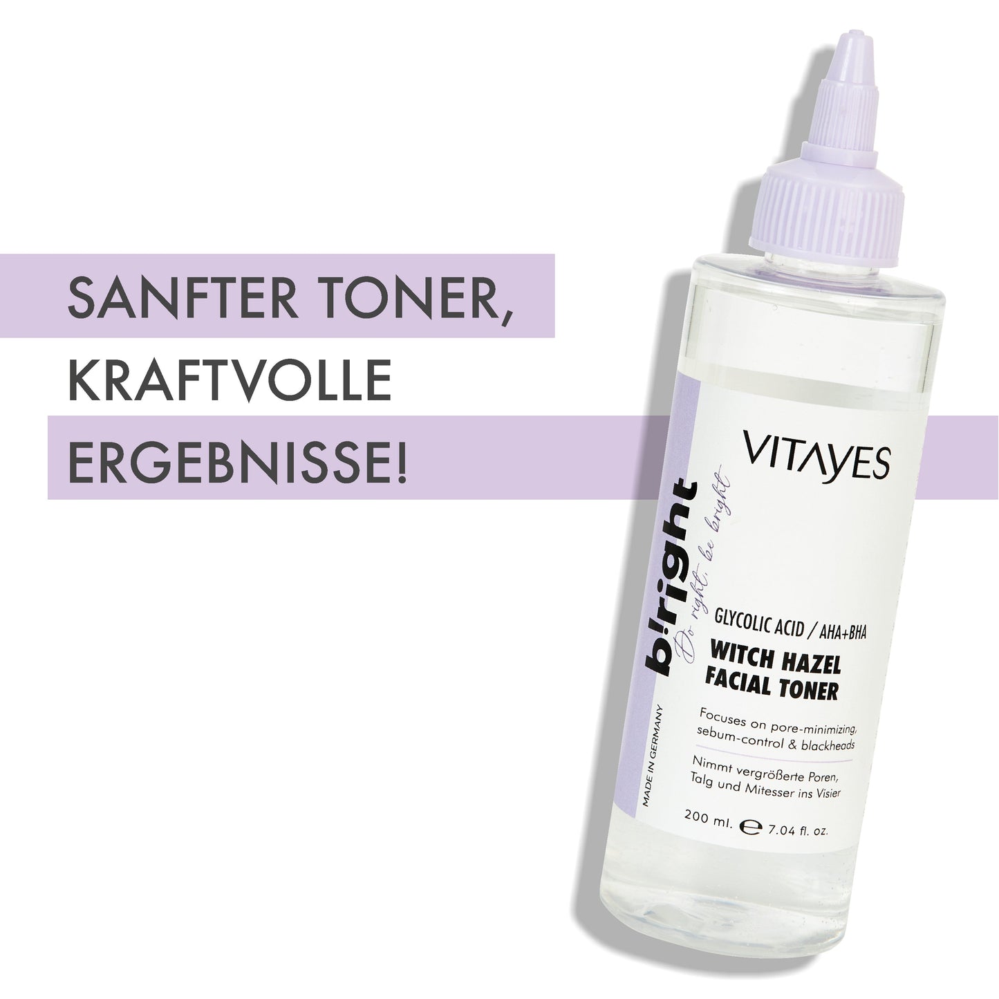 Anwendung des Glycolsäure Gesichtswassers auf einem Wattepad zur porenverfeinernden Reinigung.