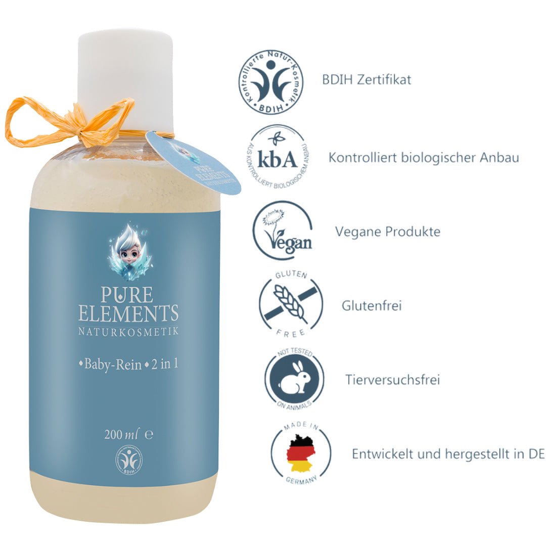 •Baby-Rein• 2 in 1 – Baby Shampoo & Duschgel mit Olivenöl | Zertifizierte Naturkosmetik