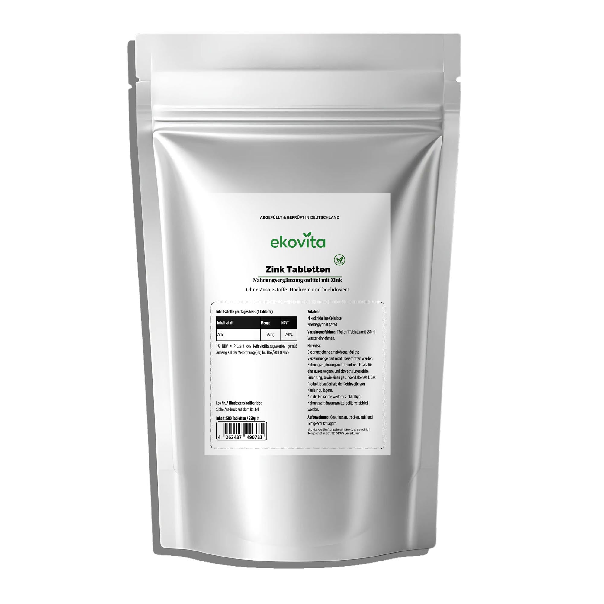 Zink Bisglycinat 25mg von ChanceToBrand, hochdosiertes Nahrungsergänzungsmittel für das Immunsystem.