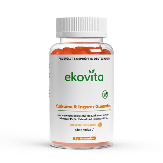 Kurkuma Ingwer Schwarzer Pfeffer Gummies in einer transparenten Packung, reich an Immunbooster-Nährstoffen.