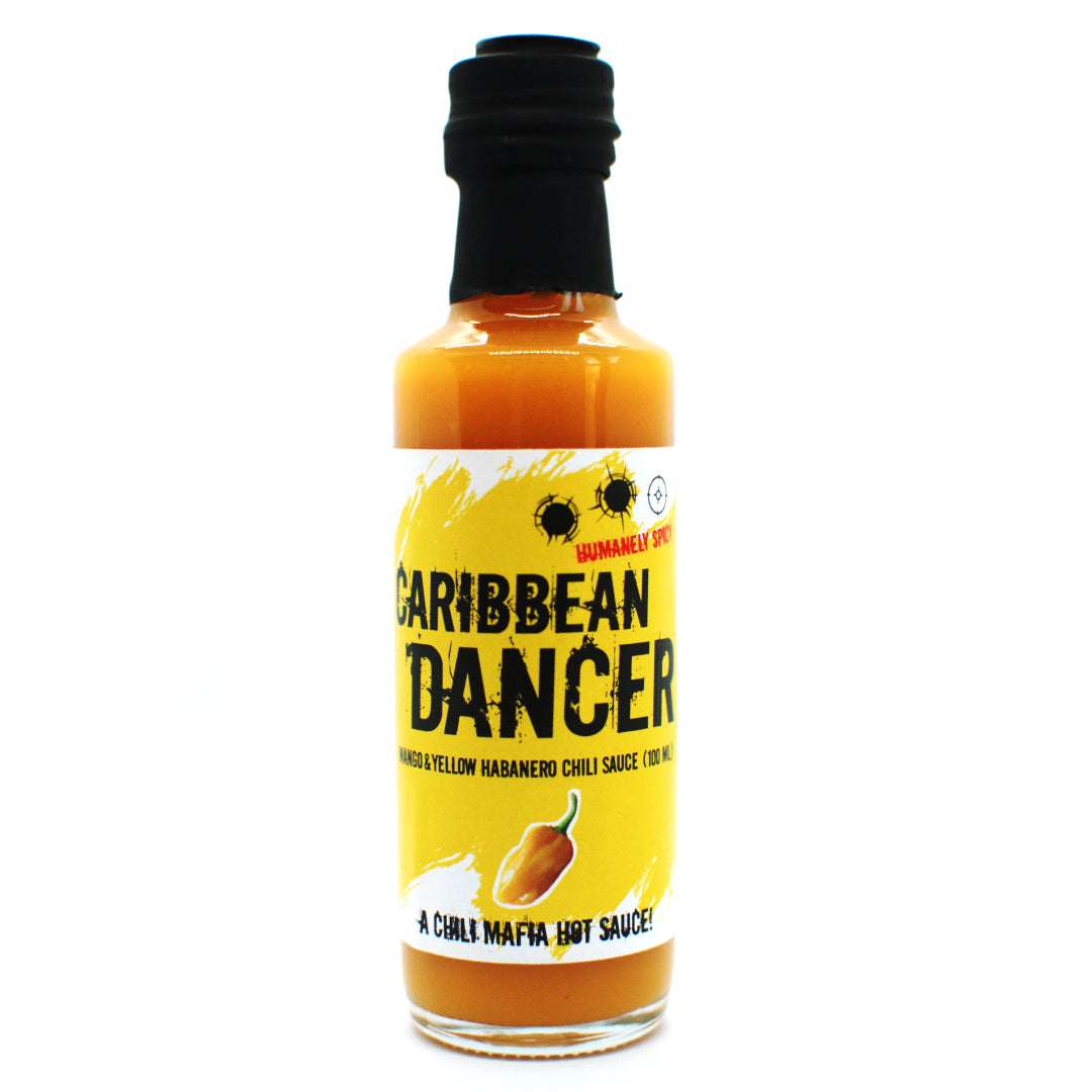 Chili Mafia Caribbean Dancer 100 ml: Pikante Habanero Sauce in einer stilvollen Flasche für würzige Gerichte.