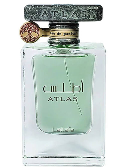 Lattafa Atlas Eau de Parfum auf einem stilvollen Hintergrund, hervorgehoben als luxuriöser Duft.