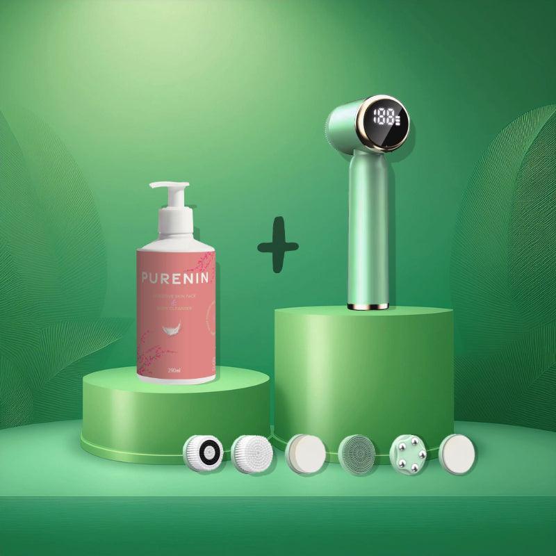 Die Purenin Gesichtsbürste im Set, perfekt für unterwegs und Reisen geeignet