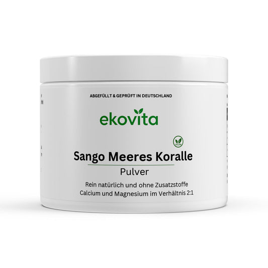 Sango Meereskoralle Pulver 250g in einer eleganten Verpackung für natürliche Gesundheit.