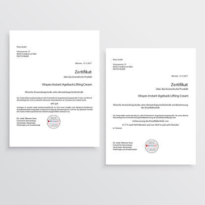 Vorher-Nachher Vergleiche der Haut, nach Anwendung der Lifting-Creme.