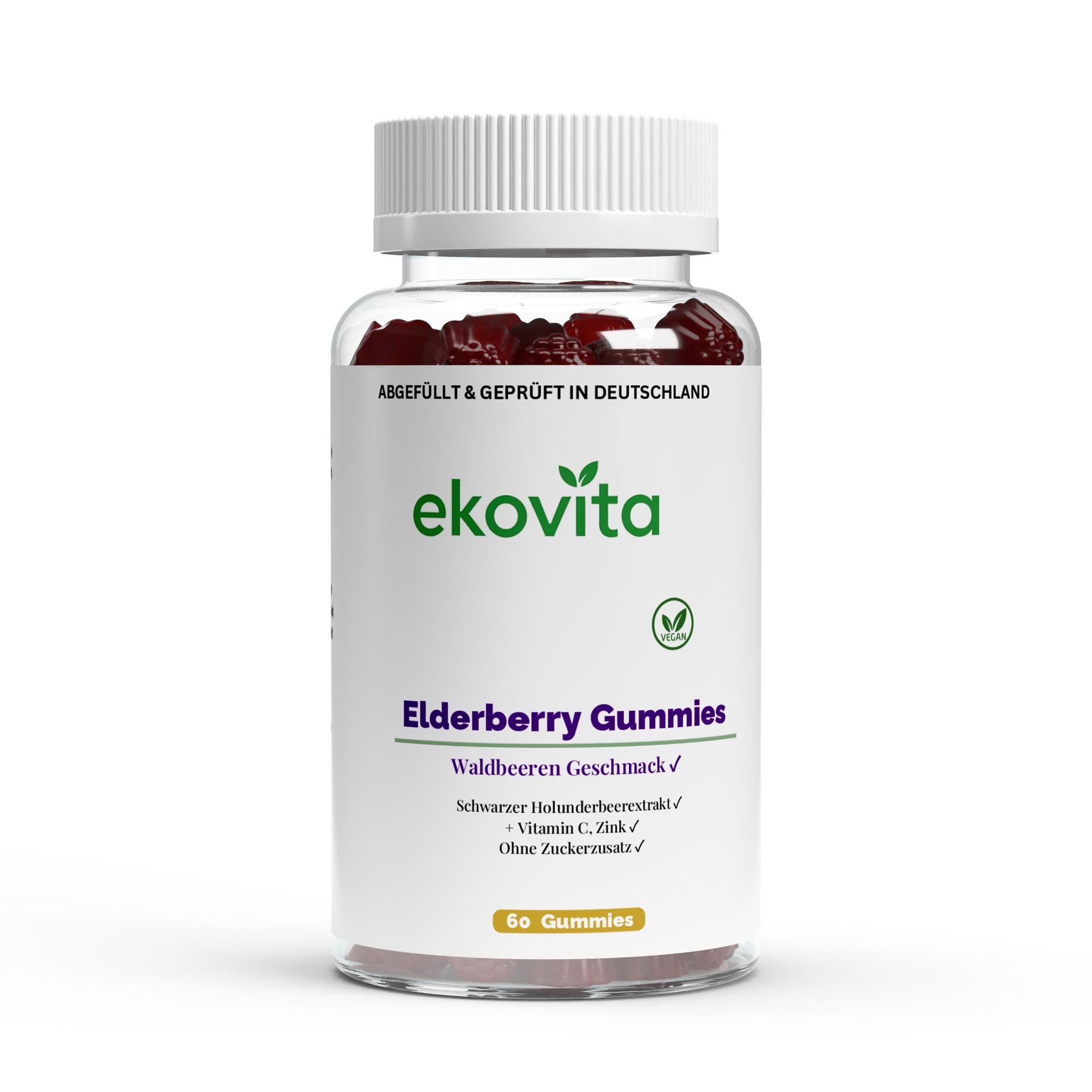 Holunderbeeren Gummies von ChanceToBrand, vegan und laborgeprüft für Immunsystem und Immunschutz.