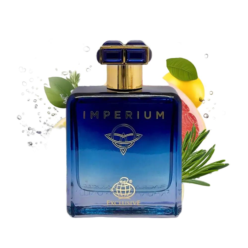 Anwendung des Fragrance World Imperium Eau de Parfum: Ein spritzender Duft in einem eleganten Ambiente.