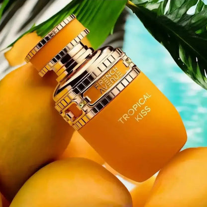 Offene Verpackung des ekovita Parfüms Tropical Kiss mit frischem, tropischem Duft.