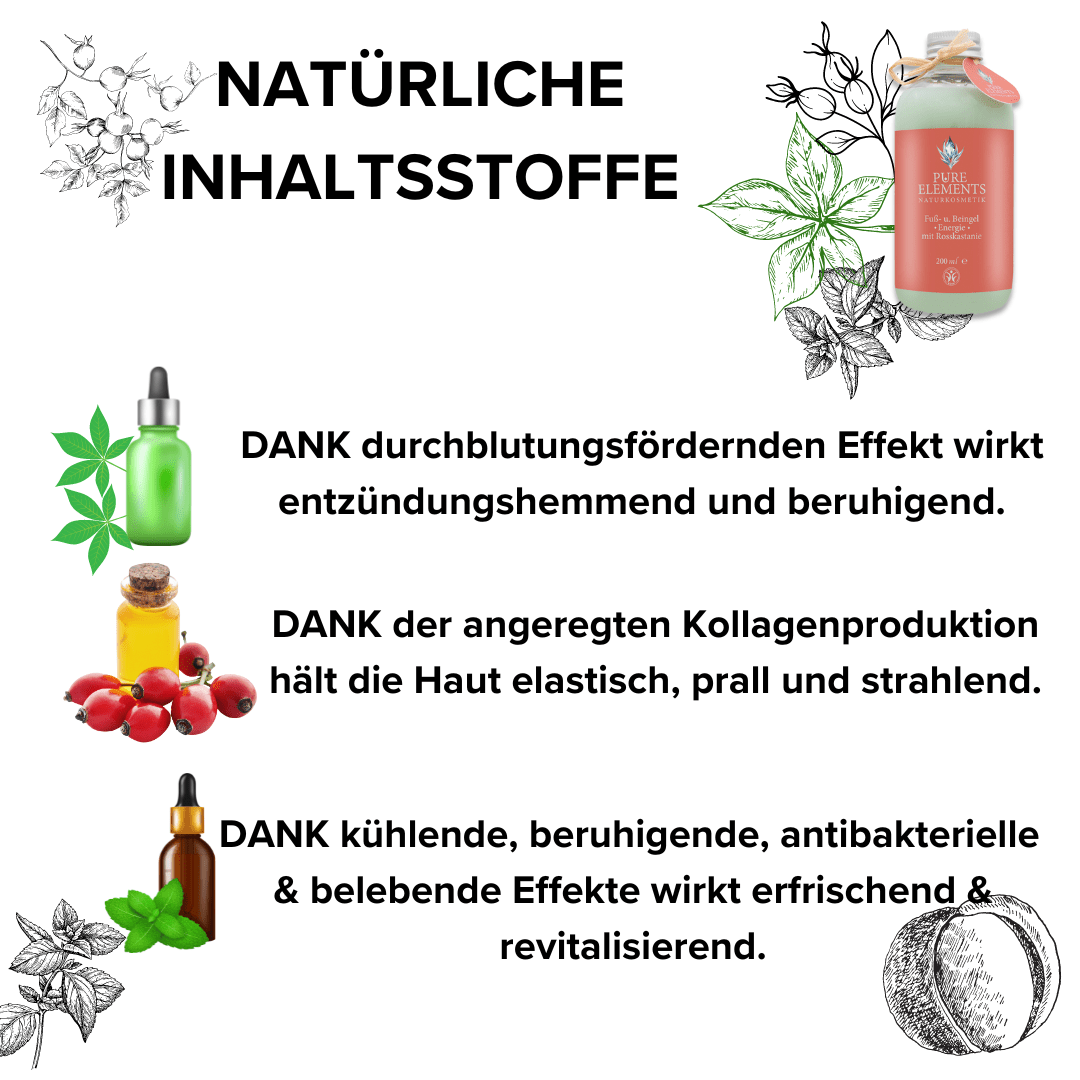 Fuß- und Beingel •Energie• mit Rosskastanie & Hagebuttenkernöl | Kühlende Naturkosmetik