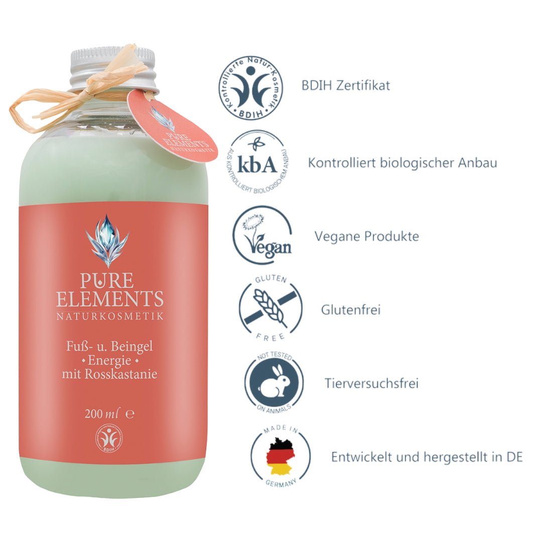 Fuß- und Beingel •Energie• mit Rosskastanie & Hagebuttenkernöl | Kühlende Naturkosmetik