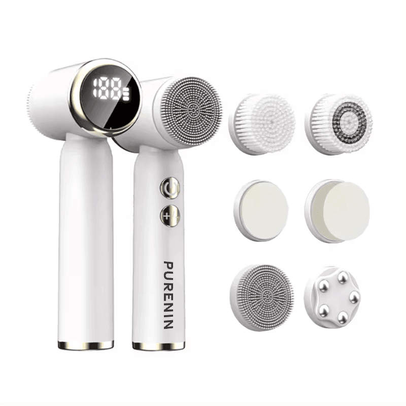 Die verschiedenen Bürstenaufsätze des Purenin Sets für gezielte Hautpflege Anwendungen