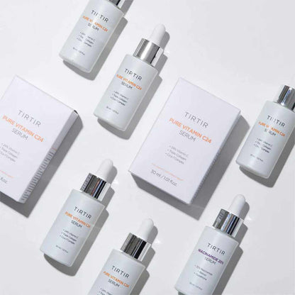 Detailaufnahme des TIR TIR Vitamin C Serums mit Inhaltsstoffen auf der Beschreibung.