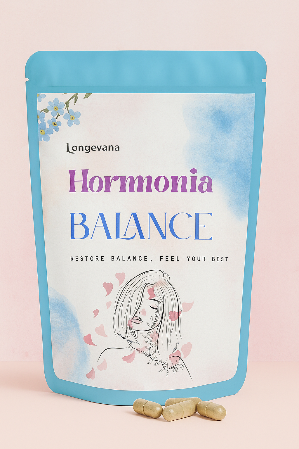 Detailansicht der Harmonia Balance Kapseln für die Unterstützung bei PMS Symptomen.