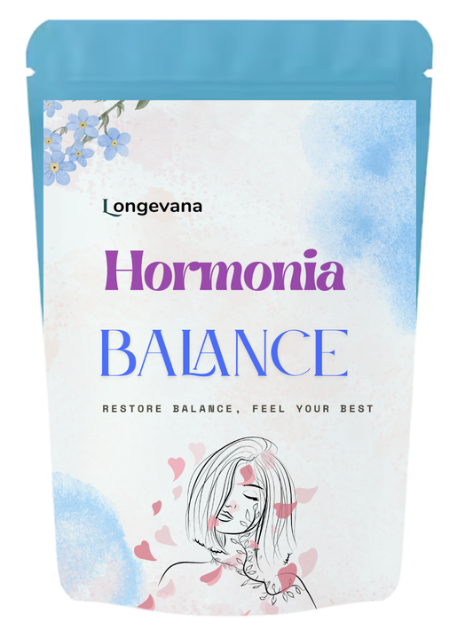 Harmonia Balance von Longevana in hochwertiger Verpackung für hormonelle Balance und Vitalität.