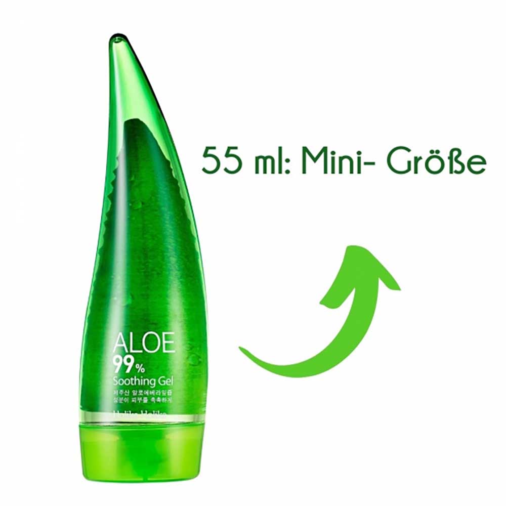 Detailansicht der Holika Holika Aloe Vera Gel Verpackung, ideal für die tägliche Hautpflege und Feuchtigkeitsversorgung.