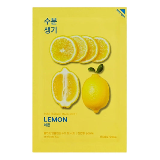 Holika Holika Pure Essence Mask Sheet – Lemon, belebende Vitamin C Maske für intensive Feuchtigkeitspflege.