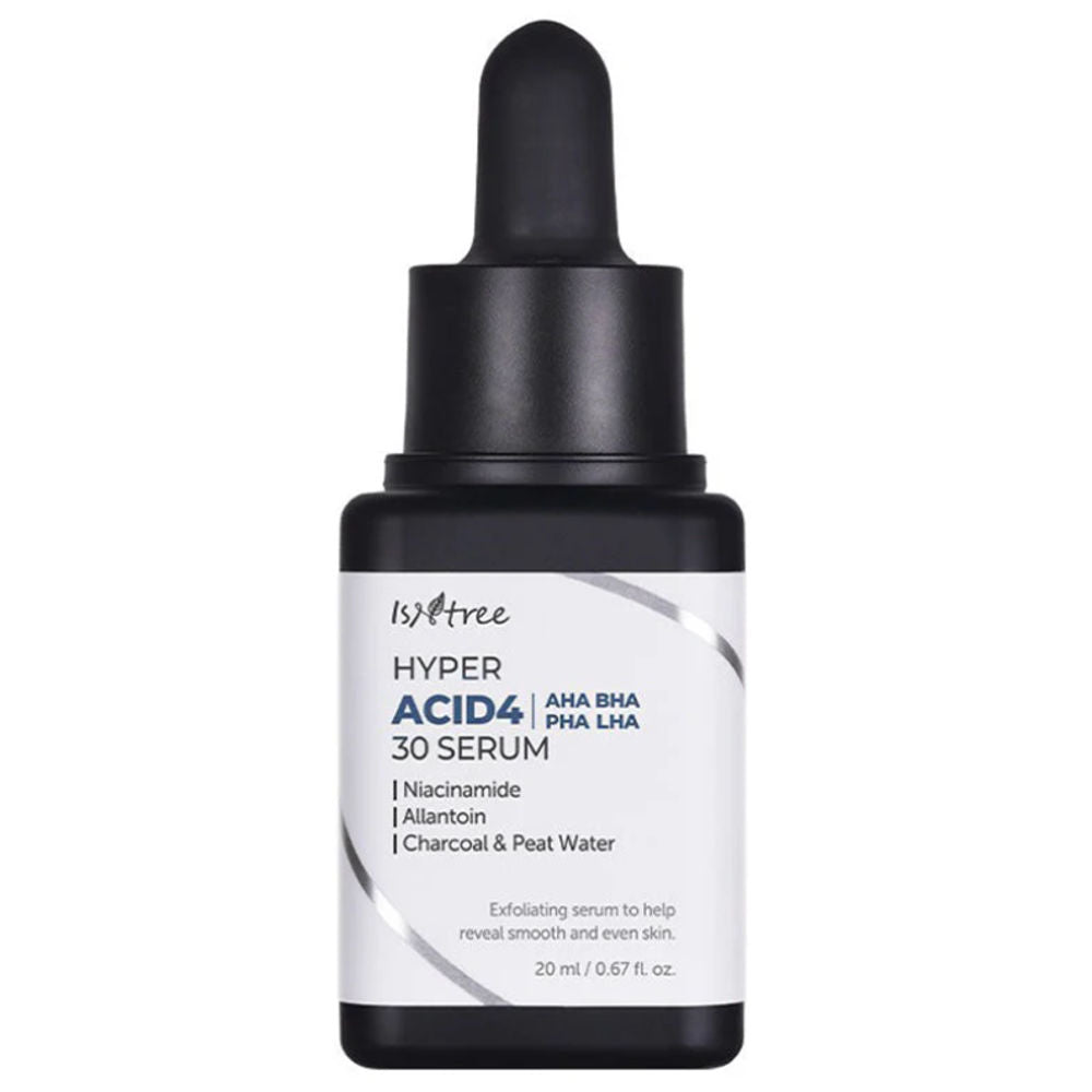 Isntree Hyper Acid4 30 Serum in der Flasche, ideal für sanftes Peeling und Hautpflege.