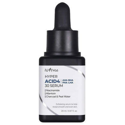 Isntree Hyper Acid4 30 Serum in der Flasche, ideal für sanftes Peeling und Hautpflege.