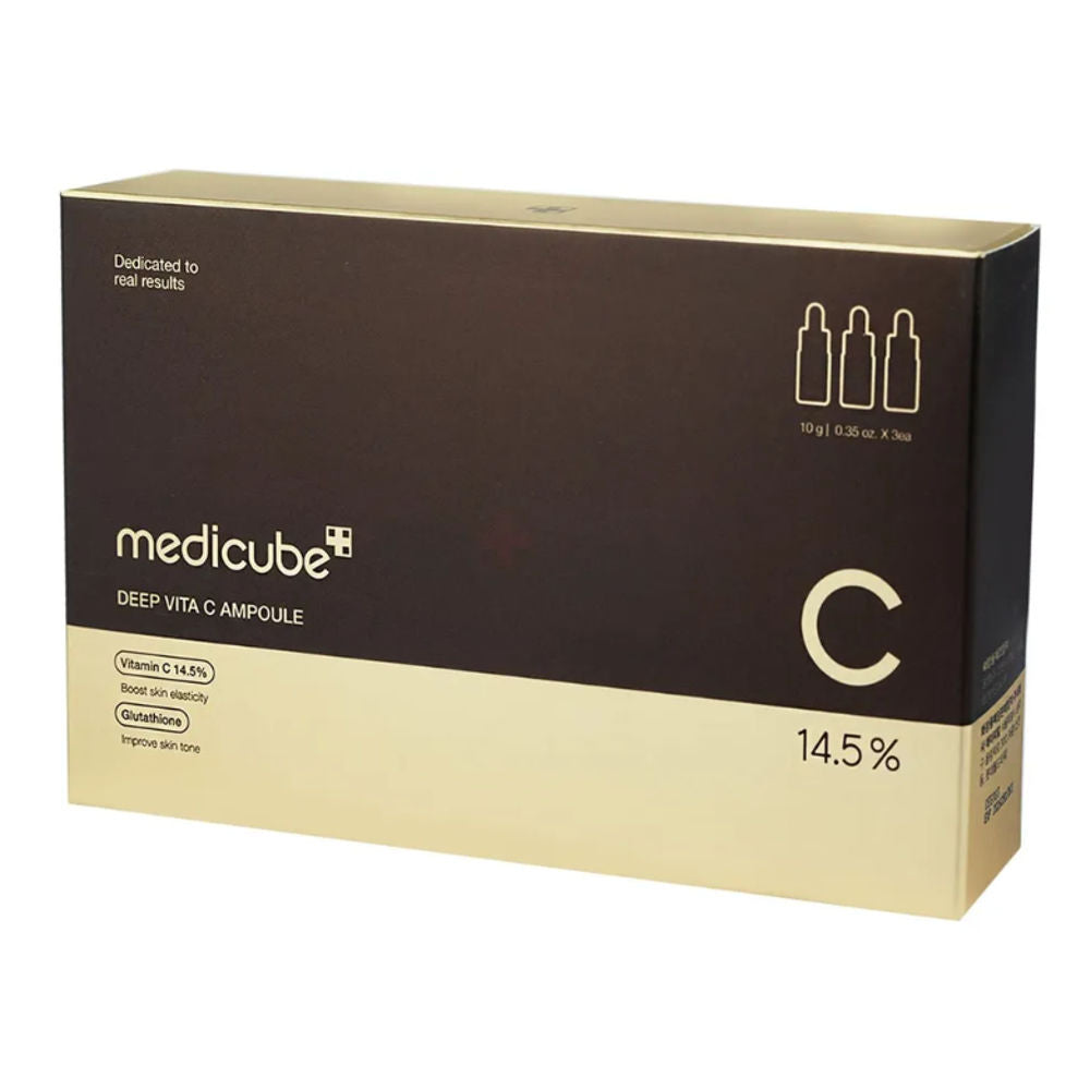 Medicube Deep Vita C Ampoule 2.0 zur Reduzierung von Pigmentflecken in ansprechender Verpackung.