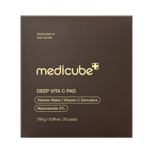 Medicube Deep Vita C Pads in der Verpackung, ideal für strahlende, aufhellende Gesichtspflege.