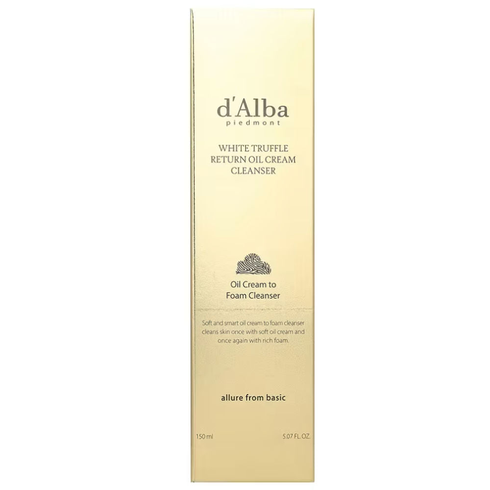 Ölbasiertes Reinigungsmittel von d'Alba, sanfte Anwendung für gründliche Hautreinigung und Feuchtigkeit.