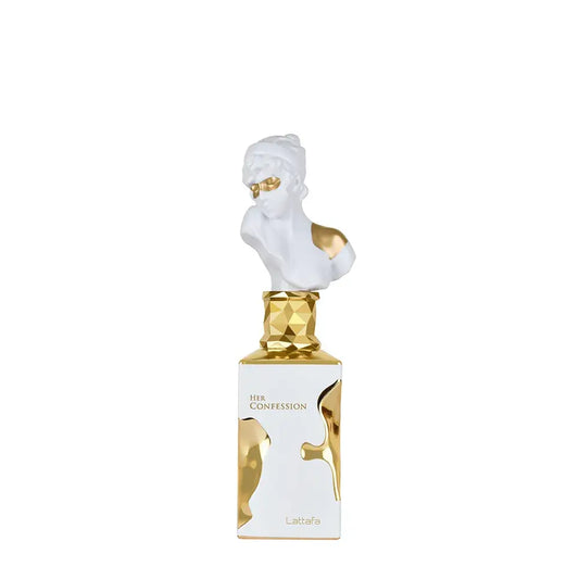 Lattafa Her Confession Eau de Parfum in eleganter Flasche, 100ml für Damen, blumiger Luxusduft.