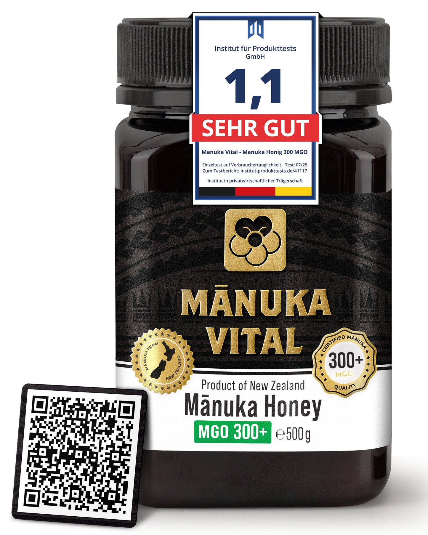 Nahaufnahme der Konsistenz von Manuka Honig MGO 300+ – cremig und goldbraun, ideal für natürliche Süßung.